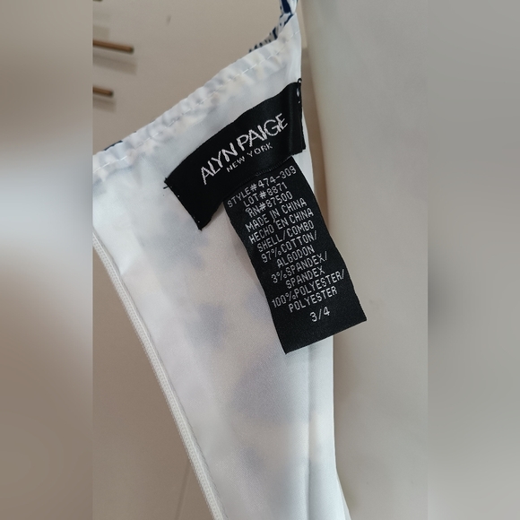 Alyn Paige Sun Dress Sz Small Boutique Blue White Floral Spaghetti Straps Retro - Picture 7 of 9